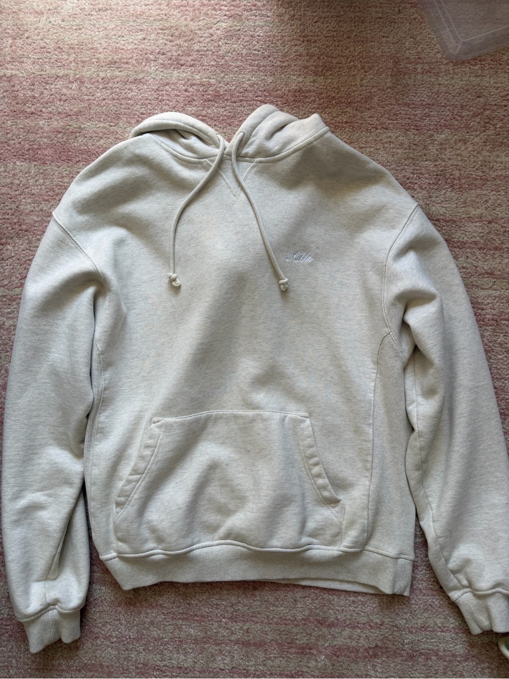 Kith Cream Hoodie with Script Chest Logo